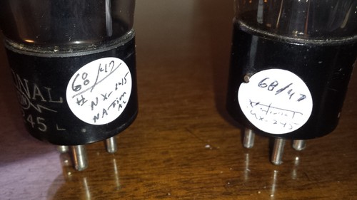 CLOSELY MATCHED PAIR NATIONAL UNION NX-245 GLOBE 45/145/245/345 TUBE TV7 STRONG - Picture 7 of 8