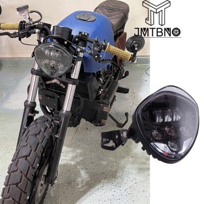 DOT 7 inch Motorcycle LED Headlight Hi-Lo Beam Black for Harley Street Glide US