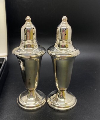 Vintage Empire Sterling Weighted 5'' inch Salt & Pepper Shaker Set Boxed