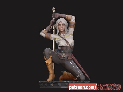 Ciri, the Witcher, Figur, 3D Druck, sexy Pin-Up, Statue, UNBEMALT