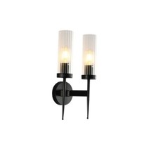 Reeded Cylinder Glass Joseph Fonteyn Fluted Torch Wall Sconce Light