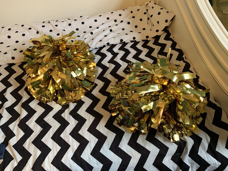 One Set Of Gold Metallic Pom-Poms cheerleading, dance, pep rally