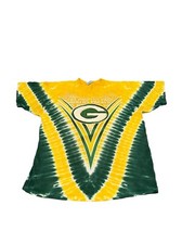 XL Vtg Liquid Blue Green Bay Packers Graphic Shirt Tie Dye Yellow NFL Y2k Logo