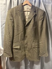 Oscar de la Renta Mens 42L 100 Wool Brown Houndstooth 3-Button Suit Jacket NWOT