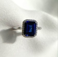 1.50Ct Lab-Created Sapphire Halo Women's Engagement Ring 925 Sterling Silver