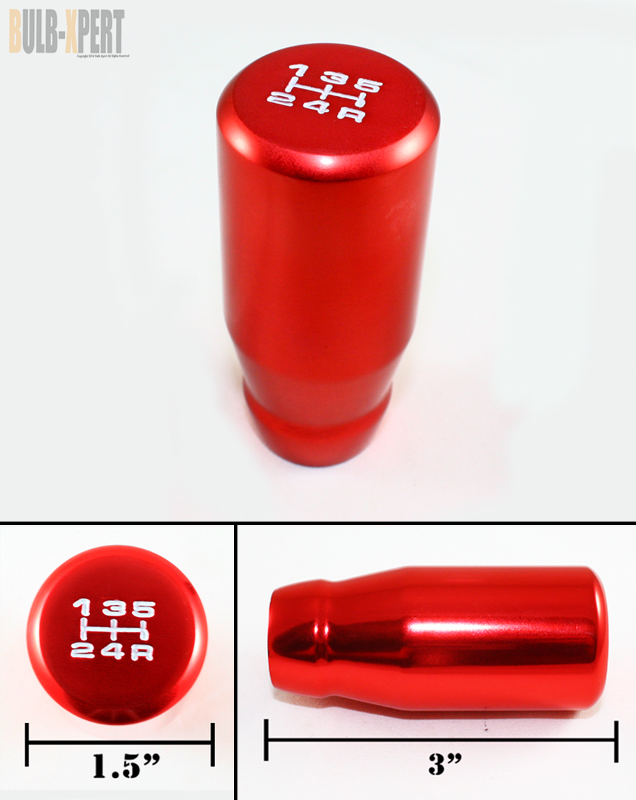 M12 X 1.25 RED 3'' LONG 5 SPEED MANUAL WEIGHTED SHIFTER SHIFT KNOB