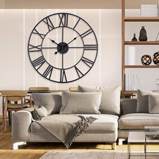  Wanduhr Groß Ohne Tickgeräusche Lautlos 60Cm Römische Ziffer Quarz Batterie Bet