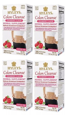 4 packs of Hyleys Colon Cleanse Cranberry Improve Digestion 25 tea bag