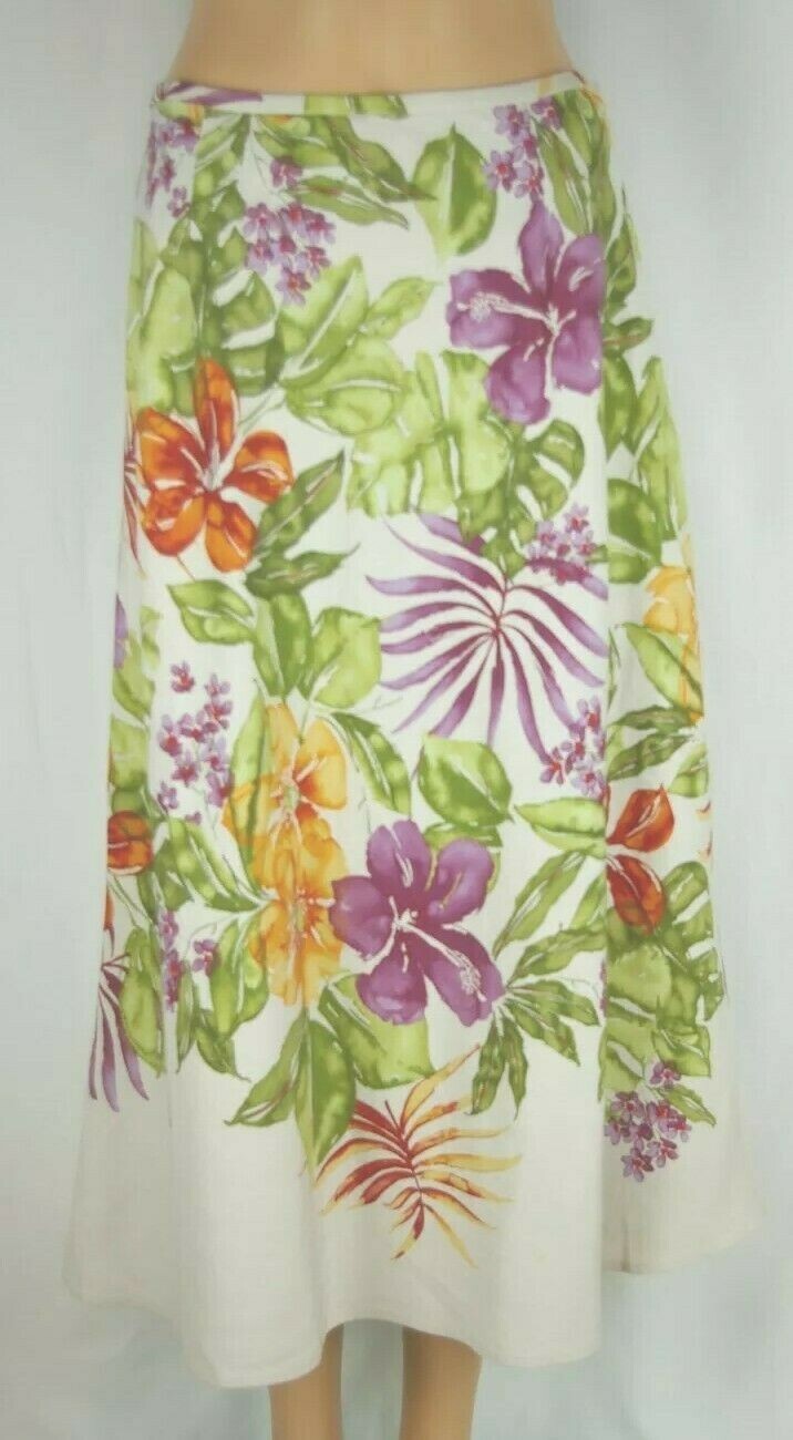 Talbots Petites Multi- Colored Flat Front Floral … - image 1