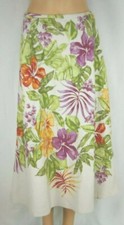 Talbots Petites Multi- Colored Flat Front Floral Print A- Line Skirt Womens Sz 6