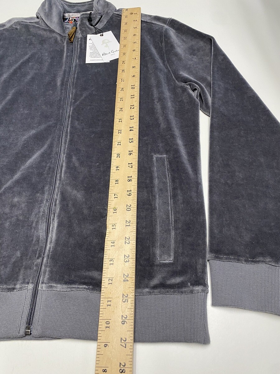 Robert Graham Men's Track Jacket Full Zip Classic Fit Gray Velour