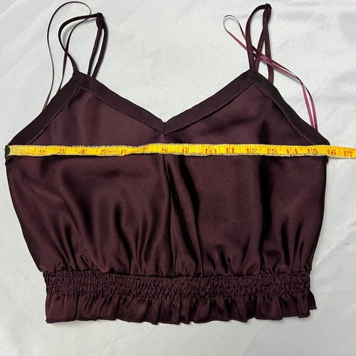 Dress Forum Satin Babydoll Cami Top Sleeveless Blouse Halter Burgundy Size Sm - Picture 6 of 10