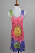 Size S (4-6) Tie Dye Dress Sleeveless Floral Colorful Casual