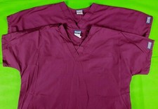 Lot of 2 Cherokee 4700 wine burgundy women's 3 pocket scrub tops size M