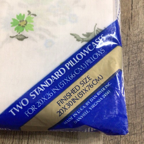 Vintage Dan River Floral Flowers Pair of Standard Pillowcases Danville No Iron - Picture 2 of 7
