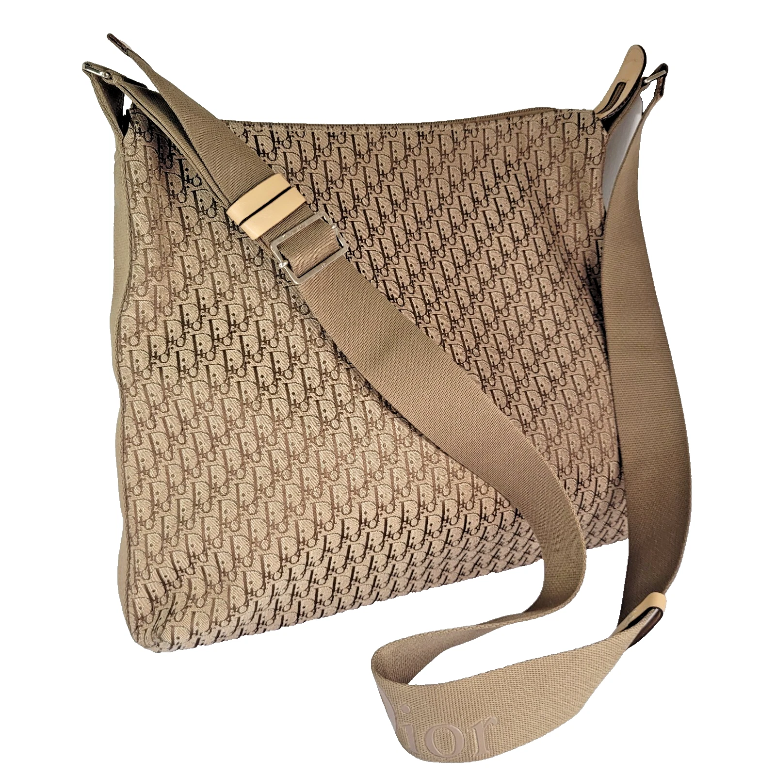 Sac bandoulière vintage Christian Dior marron trotteur monogramme toile année 2000