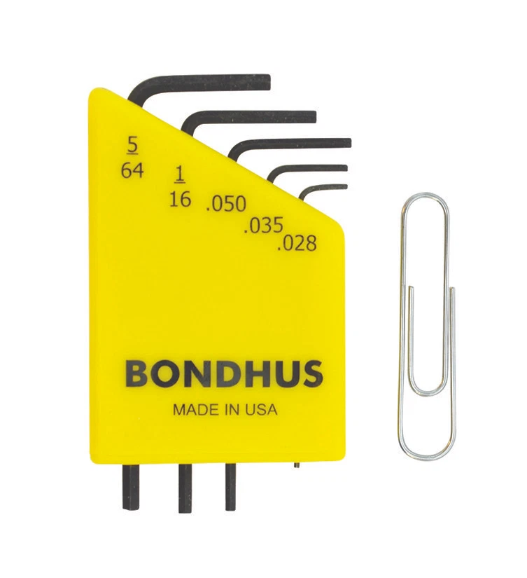 Bondhus 5pc Micro Mini Hex L Wrench Set SAE 5/64" to .028 Made in USA 12243 - Image 3 of 4