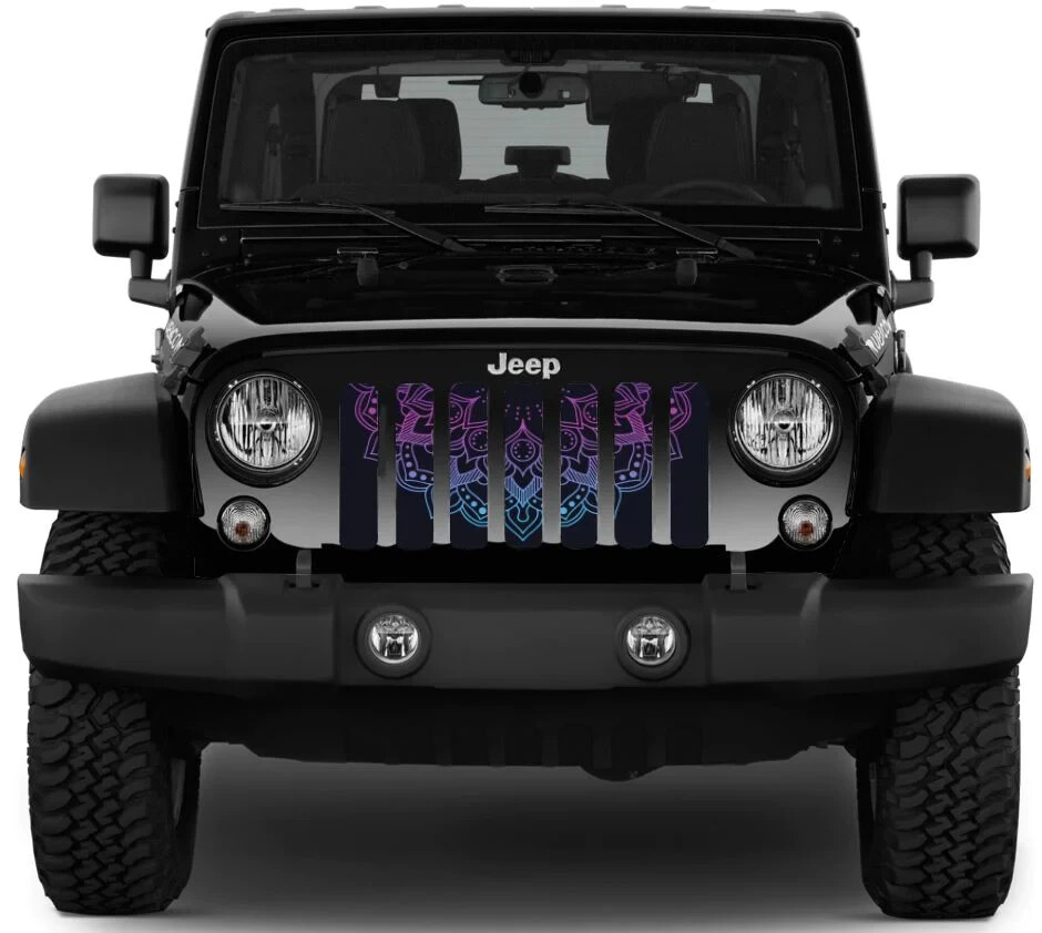 Colorful Lotus Mandala Flower Grille Insert Radiator Protectant Mesh For Jeep JK