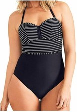 Figleaves Tailor Swimsuit Size 32F 10 Tummy Control Padded Bandeau Bra 177104