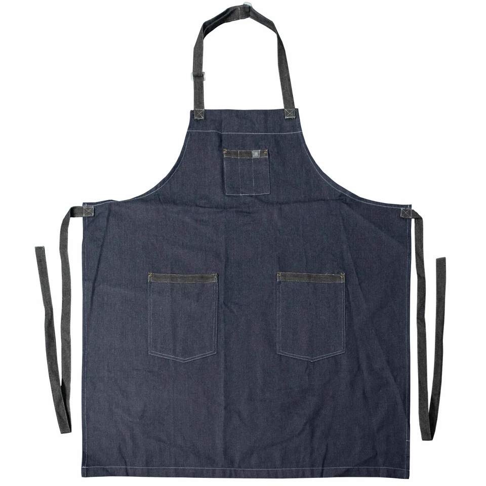 Chef Code 2-PACK 34" Denim Babero Delantal con 3 Bolsillos CC531DNM Foto 2 de 3