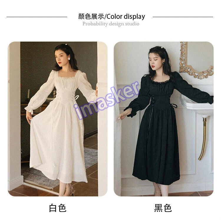 OFF WHITE Abito lungo jacquard fata primavera autunno donna vestito colletto quadrato