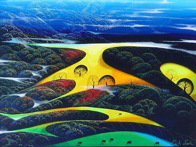Eyvind Earle SUNSET MAGIC Nature fields Hand signed Serigraph