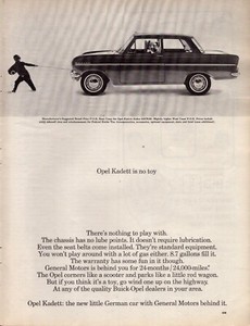 1964 Opel Kadett Print Ad No Toy General Motors