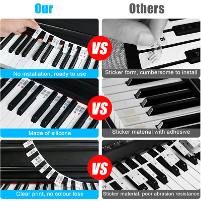 PYEUIFT Étiquettes Amovibles Piano 88 Touches - Autocollants Notes Clavier En Silicone Pour Débutants Note Piano PYEUIFT Étiquettes Amovibles Piano 88 Touches - Autocollants Notes Clavier En Silicone Pour Débutants Note Piano
