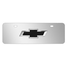 Chevrolet Black 3d Logo Chrome 12x4 Half-size Stainless Steel License Plate