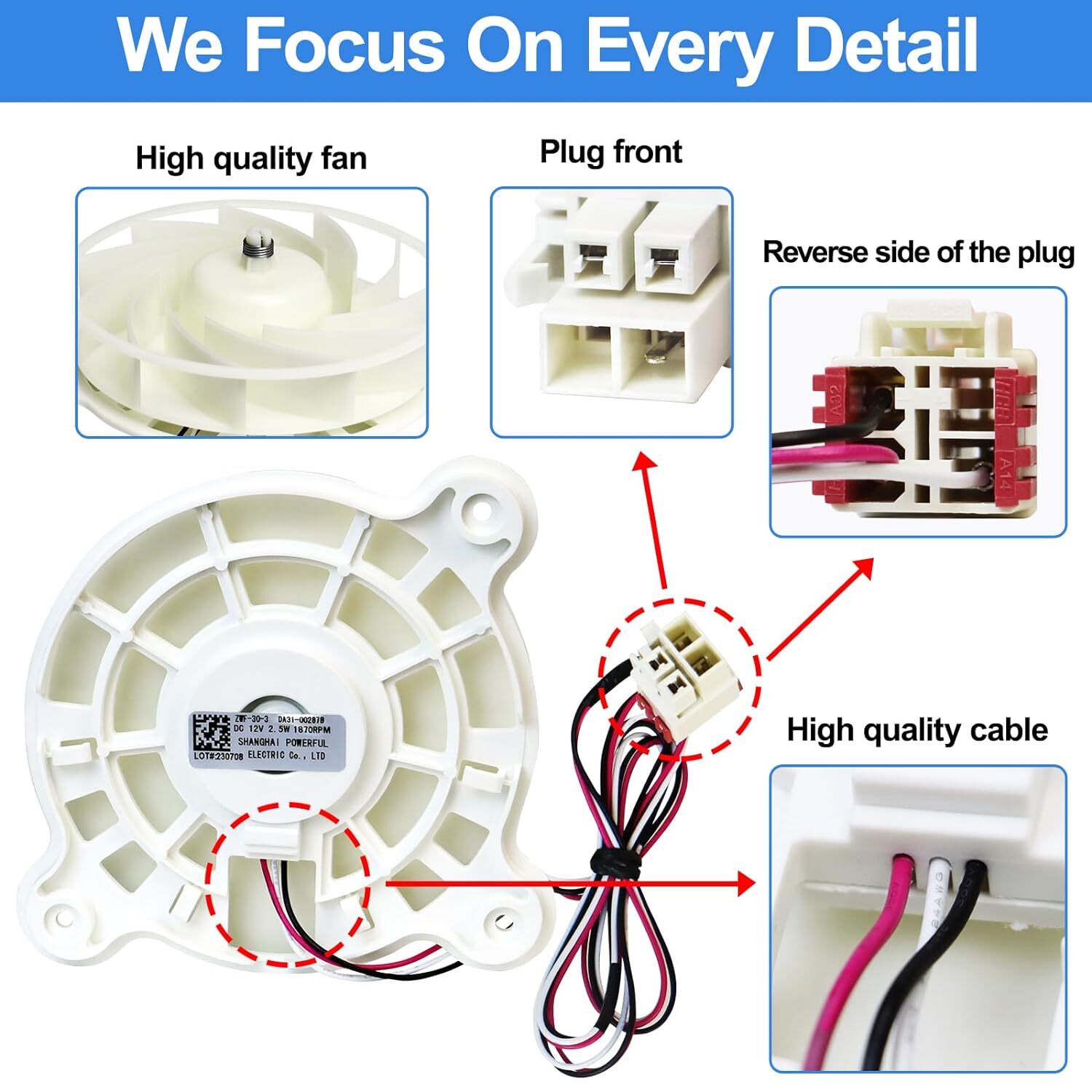 DA3100287B Fors Samsung Evaporator Fan Motor DA3100334A DA9600968A
