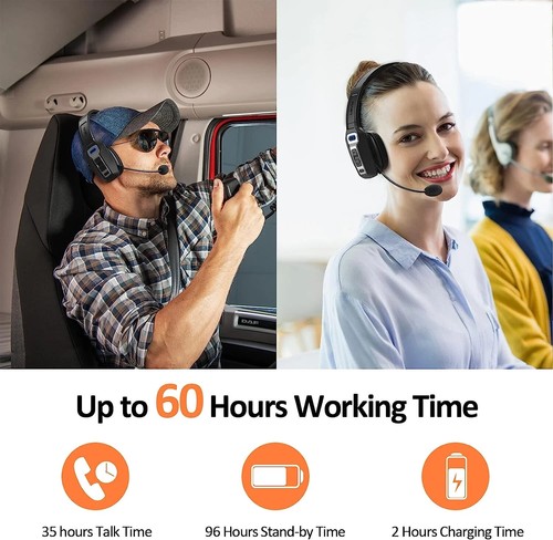 AI Trucker Headset Wireless Bluetooth 5.2 Noise Cancelling Mic For Phones PC US - Picture 2 of 12