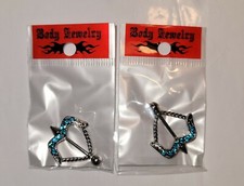 Pair of 14GA Arrow Nipple Shields w/ Gems Choose Your Color
