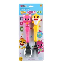 Pinkfong Baby Shark Spoon Fork Set Stainless Steel ABS For Baby Kids Korea