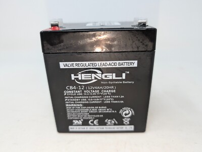 NEW! HENGLI Valve Regulated Lead-Acid Battery CB4-12 (12V4AH/20HR) BT124 (C9)