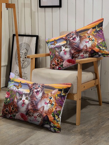 Lustiges Tiermotiv niedliche Hunde Katzen Blumen Haustierliebhaber Bettdecke Bettbezug Bett-Set - Bild 17 von 21