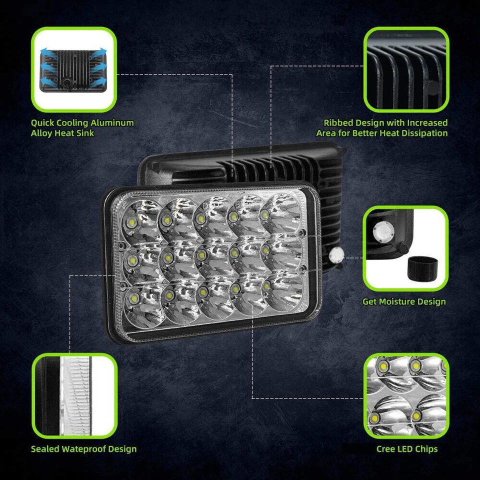 Faros LED de haz sellado alto/bajo de 4x6" para Chevrolet G10 G20 G30 1988-1991 Foto 3 de 4