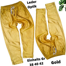 Italy Baggy Damen kunstleder Hose Lederimitat Basic  Gold   38 40 42 44 NEU