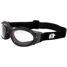 Red Baron Motorcycle Aviator Goggles Black Padded Frame with Anti-fog Clear Lens