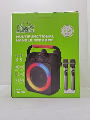 Wireless Karaoke multifunctional Handle Speaker RGB  Model K256 New Open Box