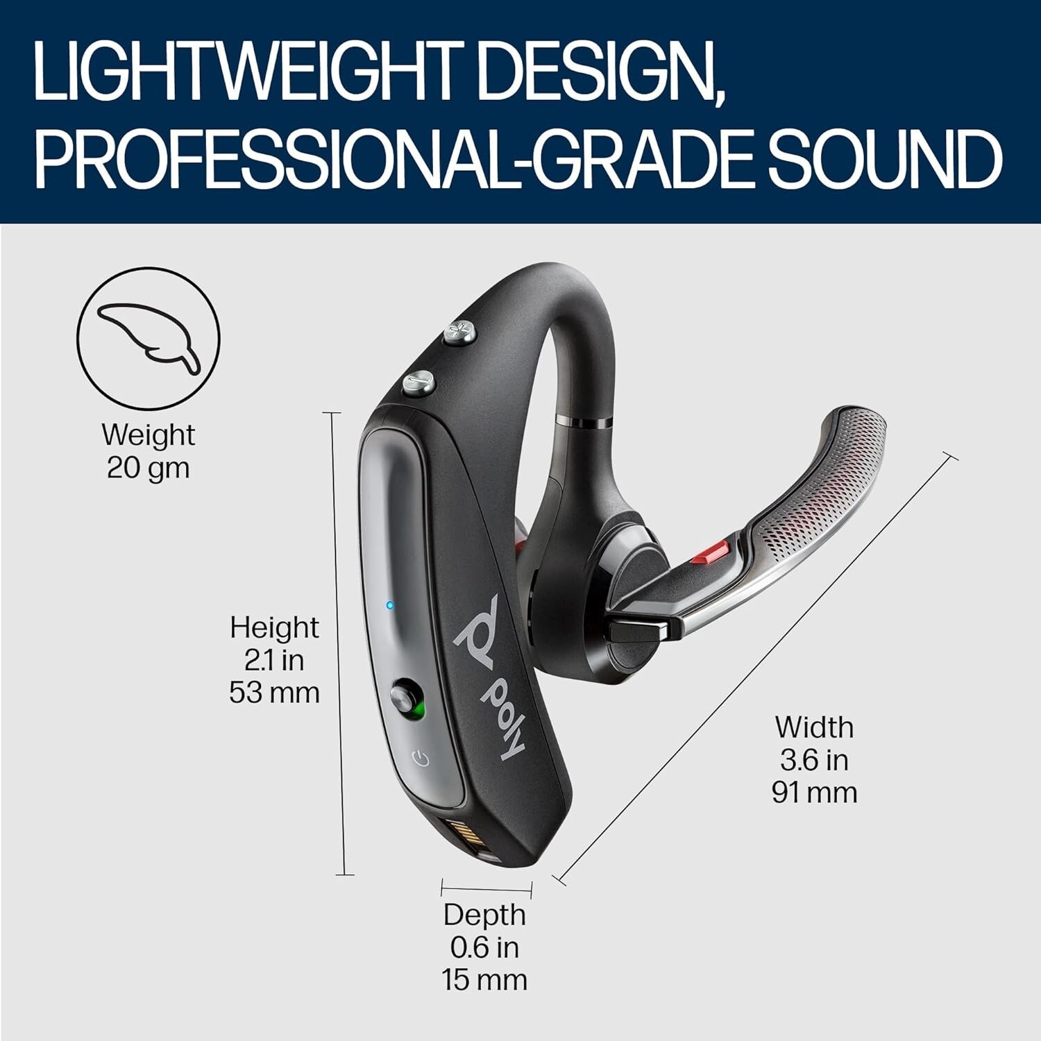 Plantronics Voyager 5200 Bluetooth Mobile Over The Ear Headset Black - ODP Business Solutions - View #4