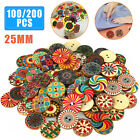 200Pcs/lot Flower Picture Wood Button 2Holes Mixed Color Apparel Sewing Diy Gift