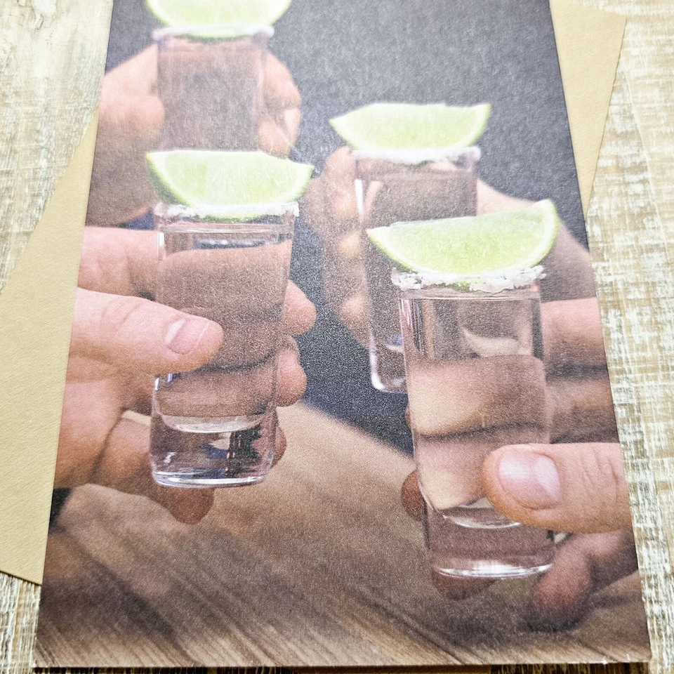 Recycled Paper Greetings Birthday Card Shots Tequila Drinking Lime Funny Humor - Image 2 of 4