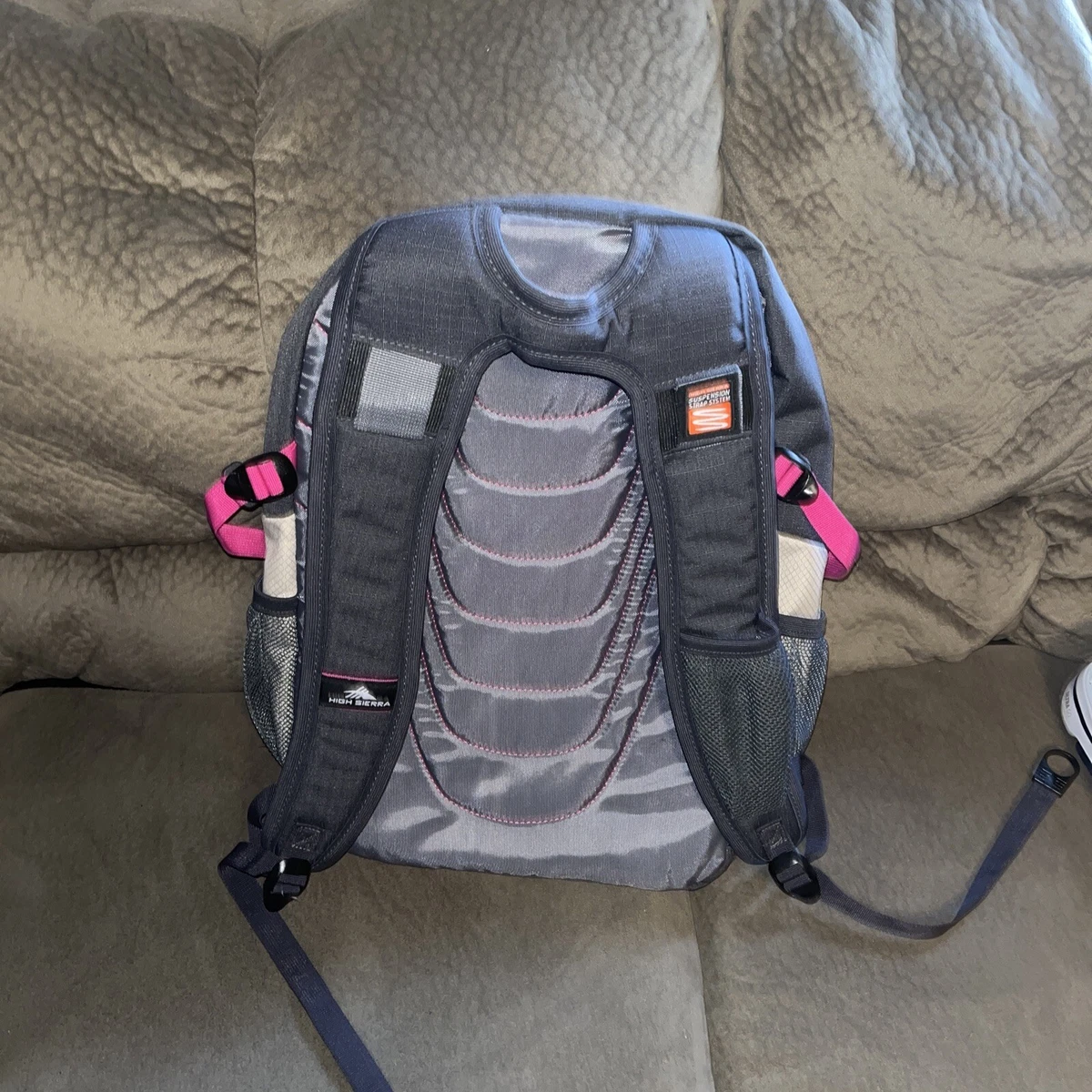 High Sierra Elite Backpack Pink Black Gray 3 Compartments Padded Full Size