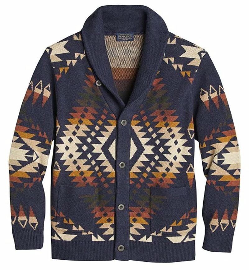 トップス PENDLETON NATIVE PATTERN CARDIGAN PENDLETON MISSION TRAILS Native Pattern Blouson Cotton Cardigan
