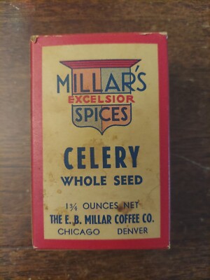 Vintage Millar's Excelsior Spices Celery Whole Seed Spice Box