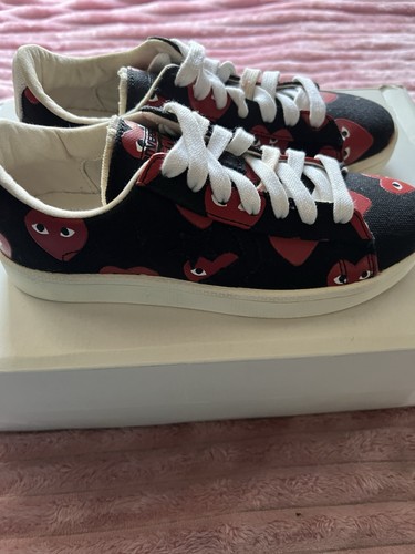 Converse x Comme des Garcons PLAY Low Top Lace Up Sneakers Black Red Heart