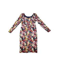 Betsey Johnson Dark Lines Floral Women's Dress 8 Roses Navy Pink Valentine Goth