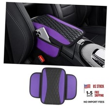 Leather Car Center Console Cover with Side Pockets,Stylish Car Purple