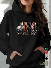 Four Galloping Horses Print Hoodie