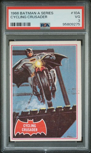1966 Topps Batman Red Bat #10A Cycling Crusader — PSA 3